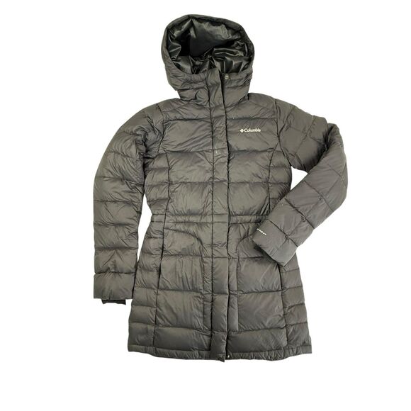 Columbia Hexbreaker Elite Omni-Heat Goose Down Parka Jacket Small Black Coat - Picture 1 of 15